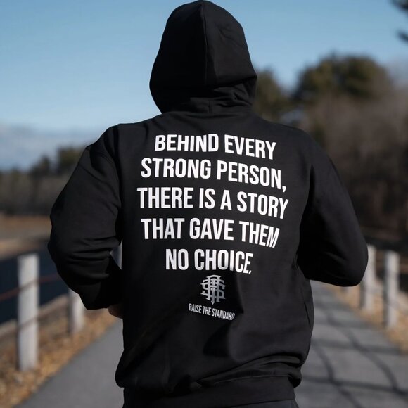 RTS Behind Every Strong Person Hoodie Chocolate Brown Unique Pockets Size L - Picture 6 of 12